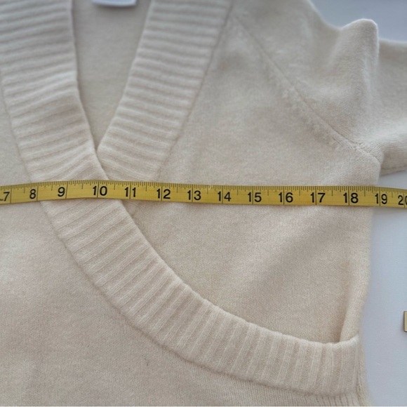 Anthropologie Cream Wrap Sweater M Merino Wool Baby Alpaca Blend - Picture 6 of 10